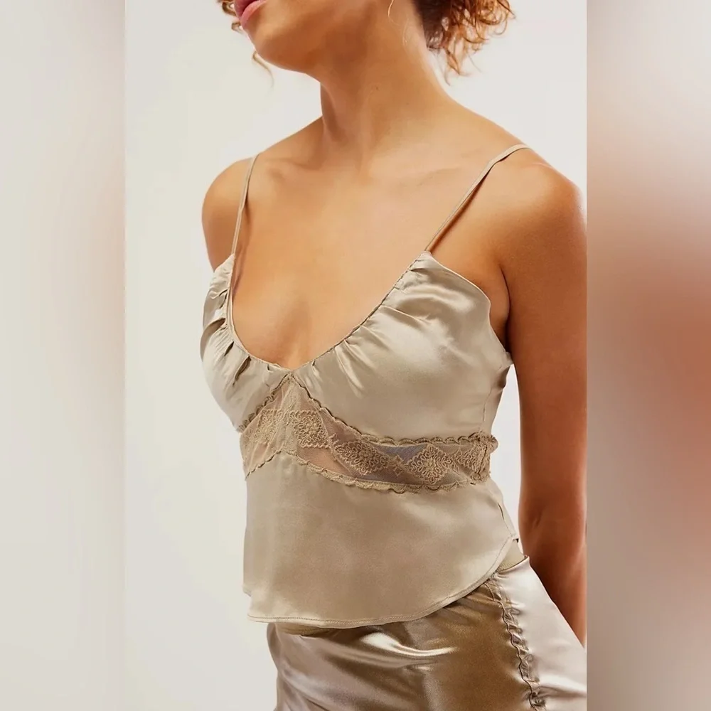 NWOT Free People, Stella Swing Cami, Small in Mushroom